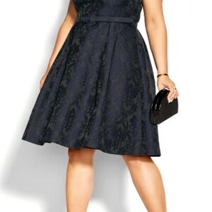 City Chic Navy Blue Midi Dress